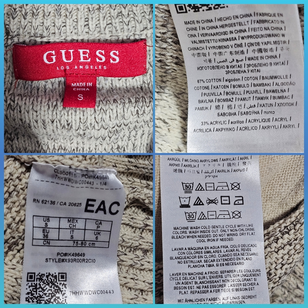 Guess Beige Marbled Zip Up Mock Neck Sweater Men - Picture 3 of 15